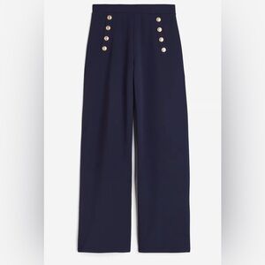 H&M Navy Wide-Leg Pants with Gold Buttons